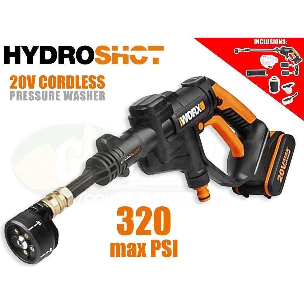wata Worx WG629E.1 20V HydroShot Cordless Portable Pressure Washer Kit