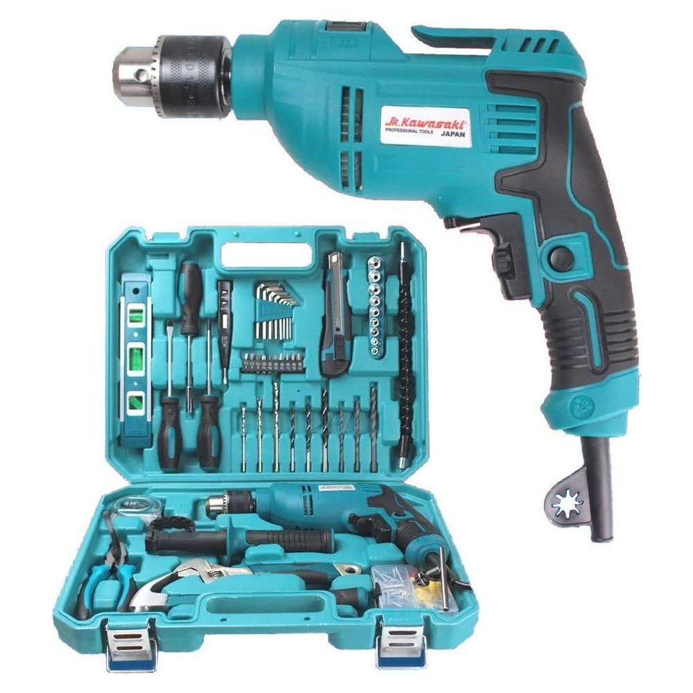 JR Kawasaki JR1630KIT Hammer / Impact Drill 13mm (800W) with Hand Tools Kit - KHM Megatools Corp.