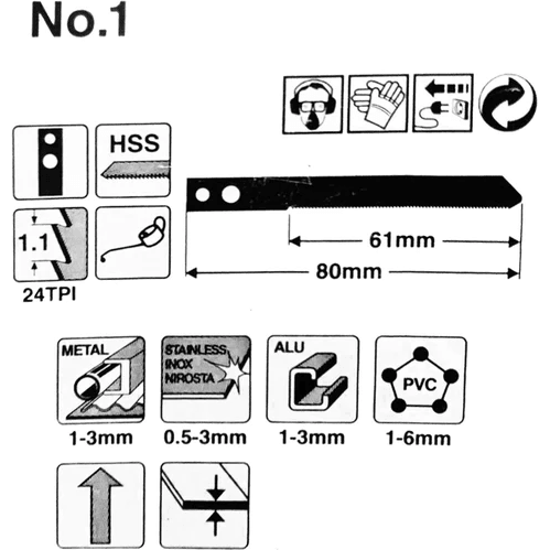 Makita No.1 Jigsaw Blade for Metal (1-3mm) [Makita Type Shank] A-85802 - KHM Megatools Corp.