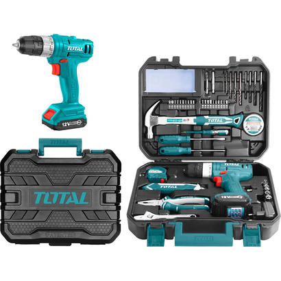 Total THKTHP11272 12V Cordless Drill + Hand Tools ( 127pcs Household Tools Set) | Total by KHM Megatools Corp.