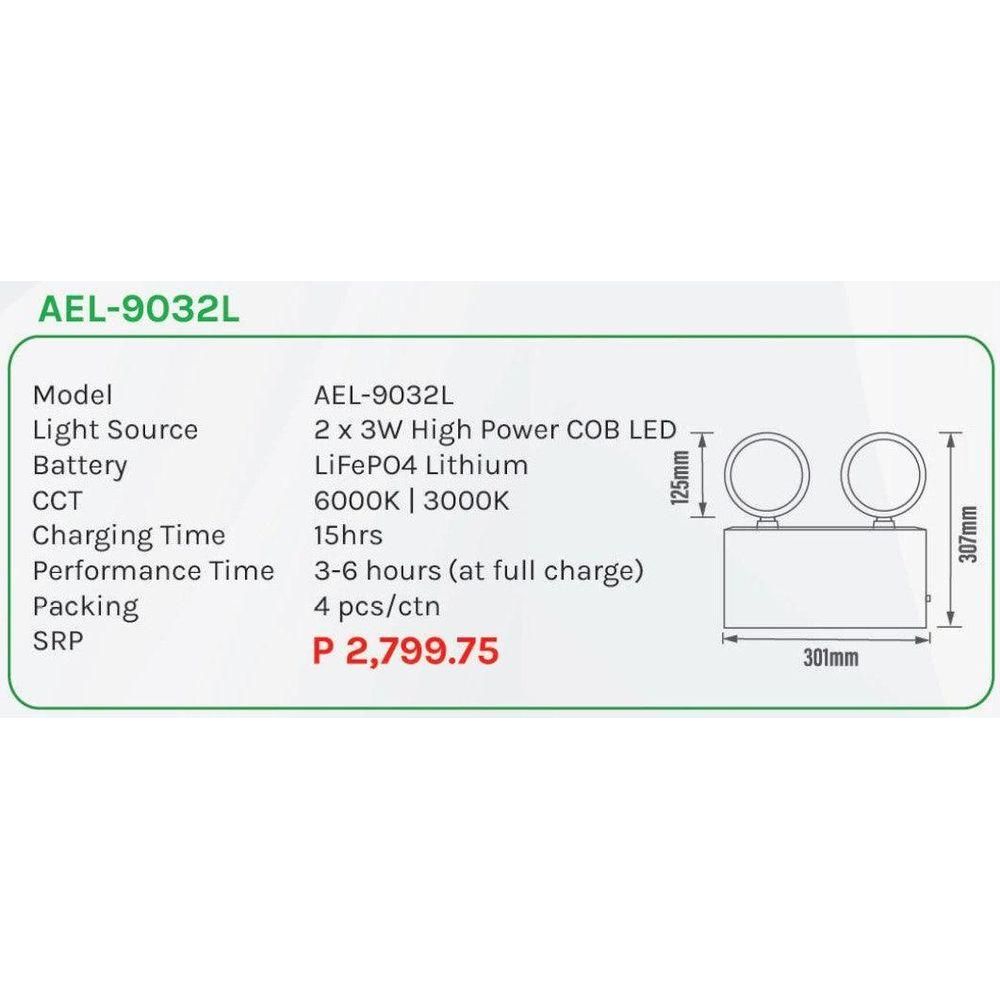 Omni AEL-9032L Automatic Emergency Light 2x3W - KHM Megatools Corp.