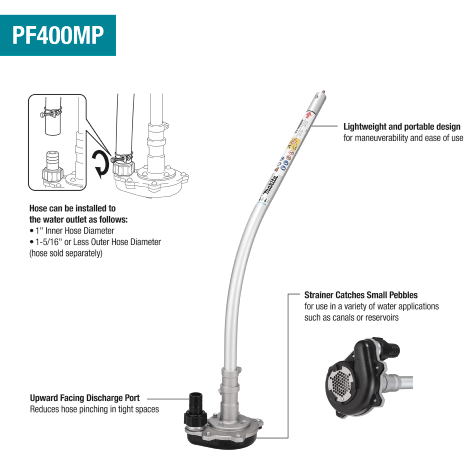 Makita PF400MP Submersible Pump Attachment (BRAPF400MP) for Multi Function Power Head - KHM Megatools Corp.