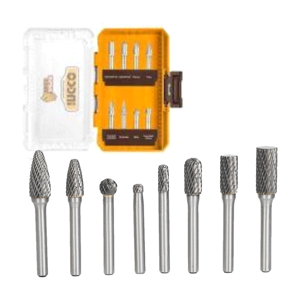 Ingco AKDL10801 Tungsten Carbide Rotary Burr Set 8PCS