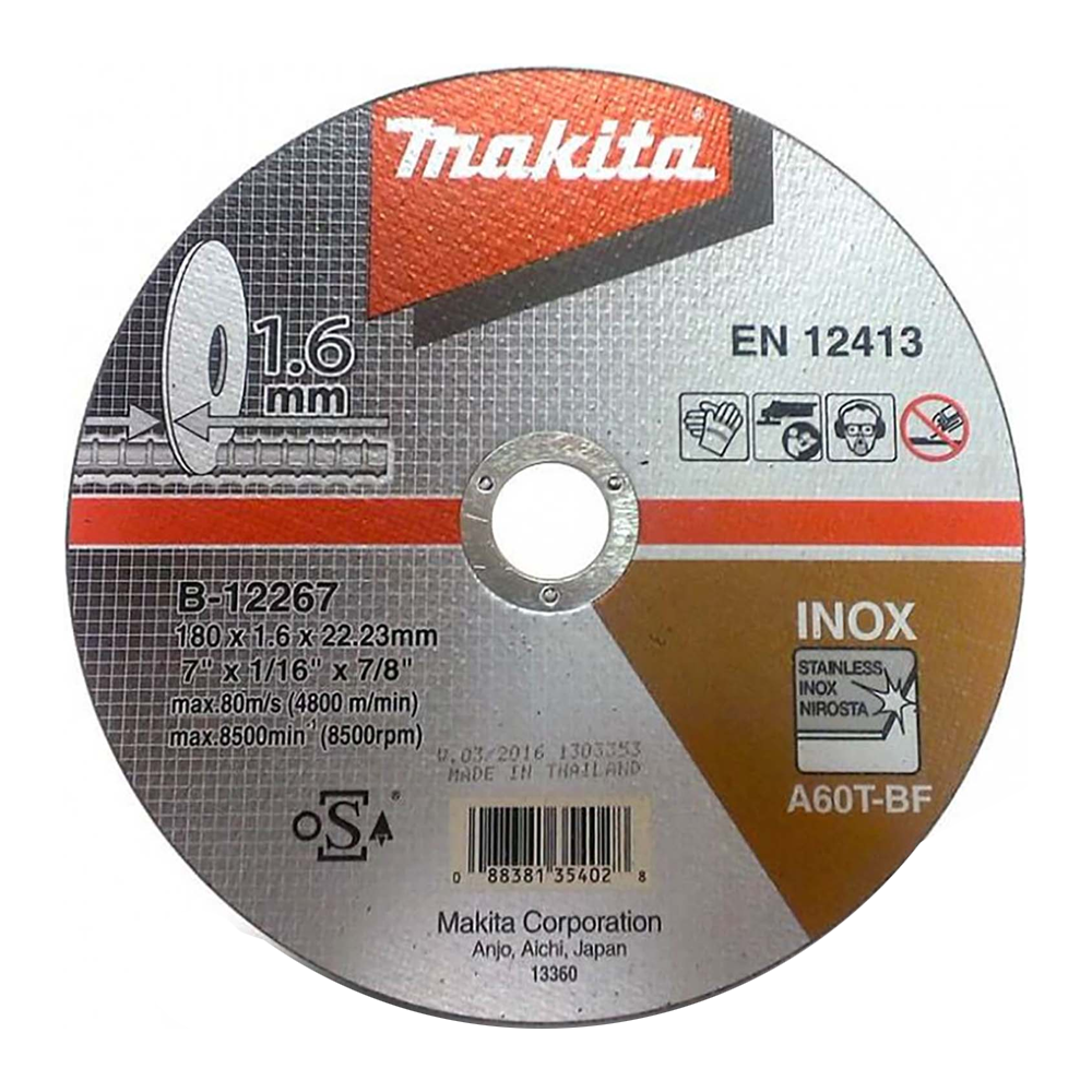 Makita B-12267 Stainless Cut Off Wheel Inox 7