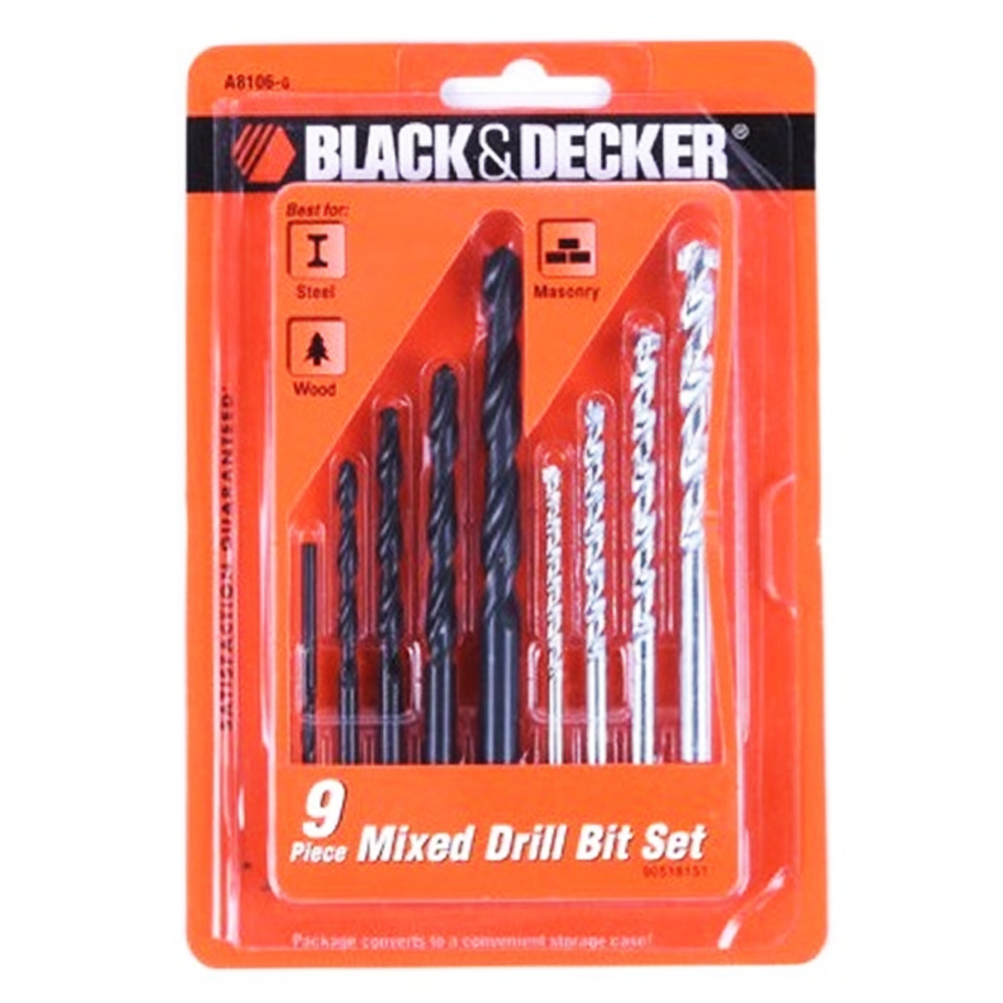 Black & Decker A8106G Metal/Masonry Drill Bit Set 9Pcs