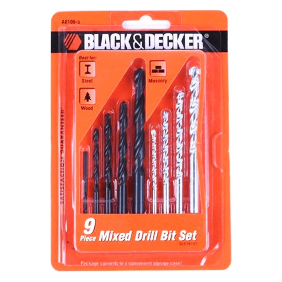 Black & Decker A8106G Metal/Masonry Drill Bit Set 9Pcs