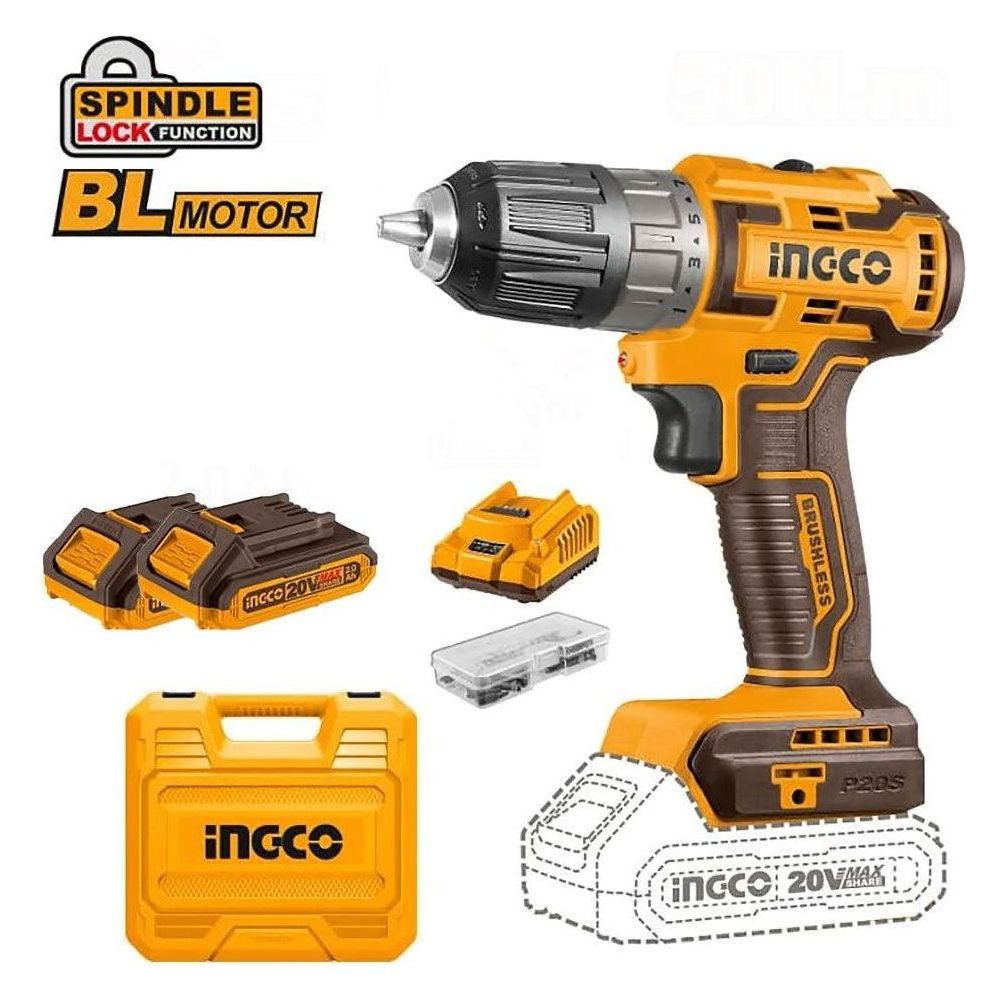 Ingco CIDLI20508 Li-Ion BL Impact Drill 20V - KHM Megatools Corp.