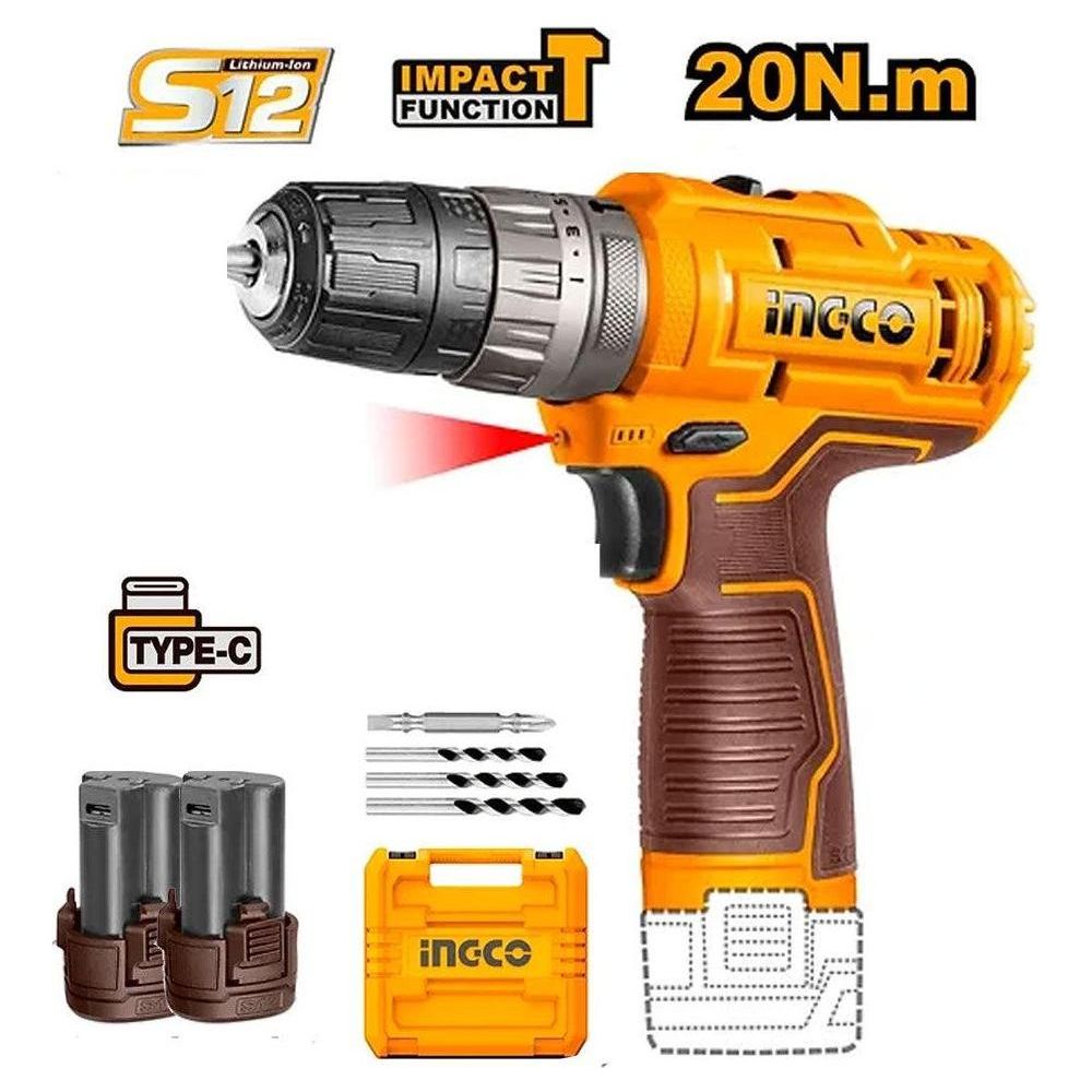 Ingco CIDLI12202 Li-Ion Impact Drill 12V - KHM Megatools Corp.