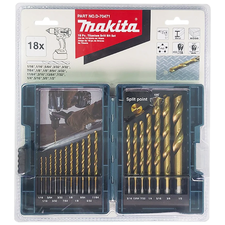 Drill America HSS Bohrersatz Im Metallkoffer – 64-teilig, Größen Von 1/16" Bis 1/2" In 64stel-Schritten, Aus Schnellarbeitsstahl