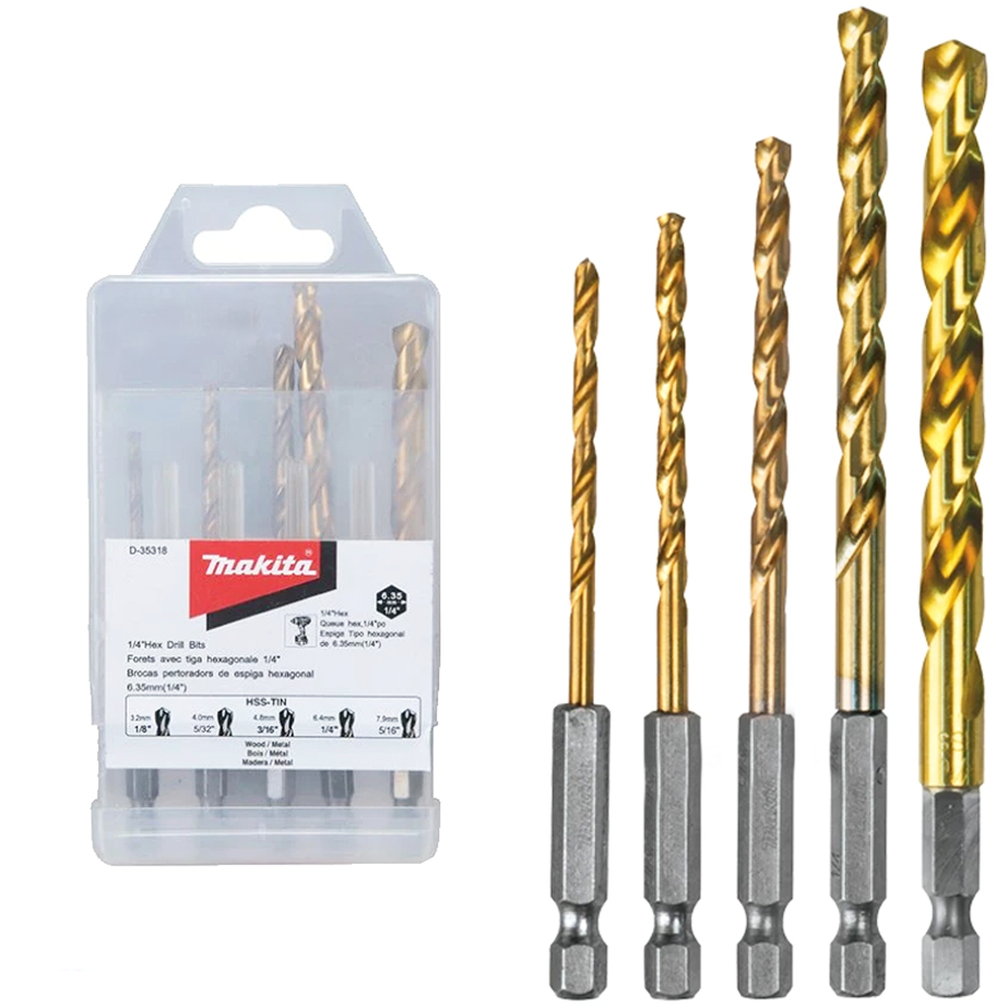 Makita D-35318 HSS-Tin Metal Impact Drill Bit Set 5Pcs | Makita by KHM Megatools Corp.