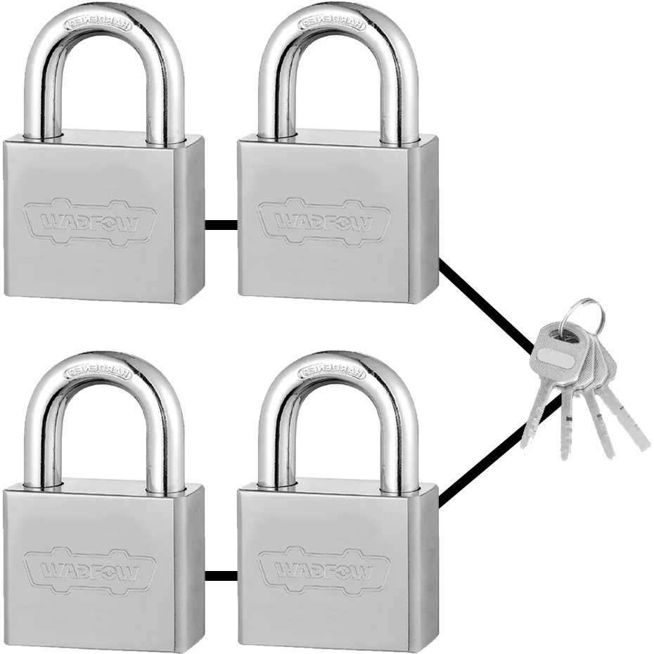 Wadfow WPDS444 4Pcs-Key-Alike Vane Iron Padlock (Square Type) 40mm | Wadfow by KHM Megatools Corp.