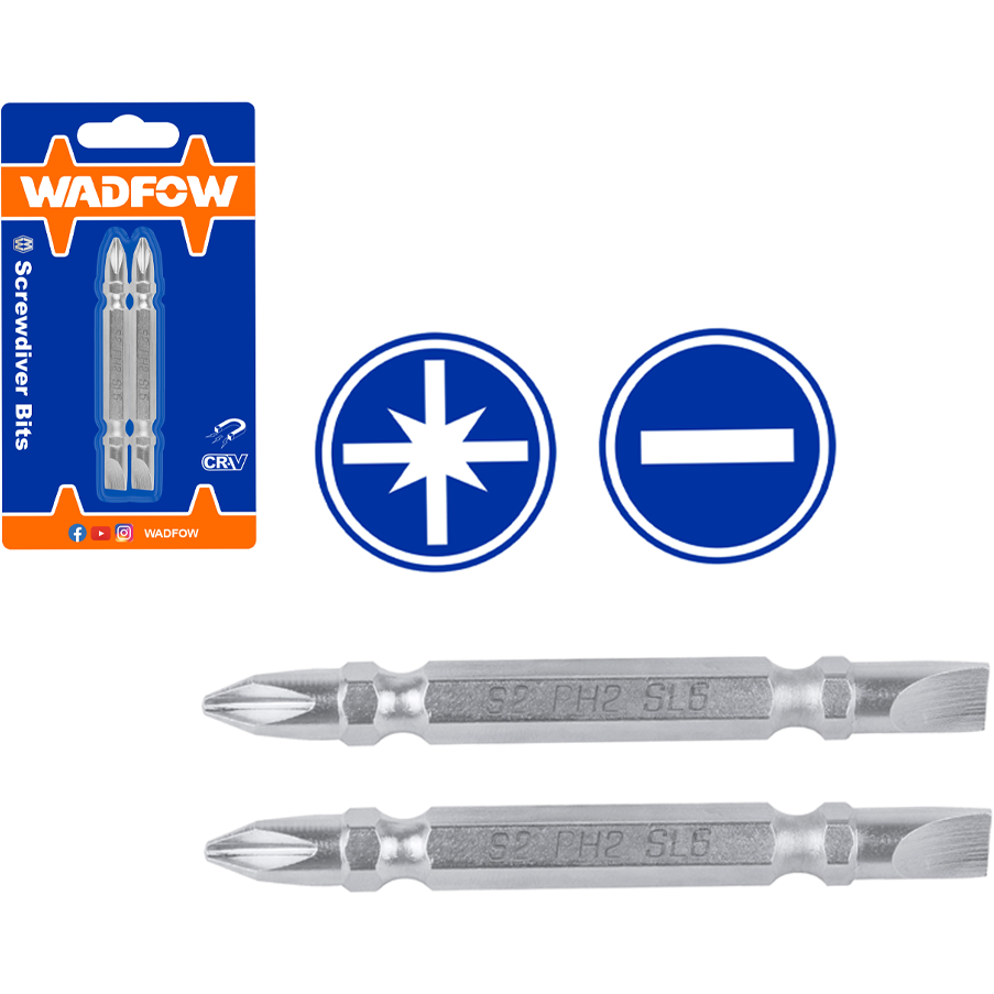 Wadfow WSV0K21 Screwdriver Bit SL6, PZ2 65MM | Wadfow by KHM Megatools Corp.