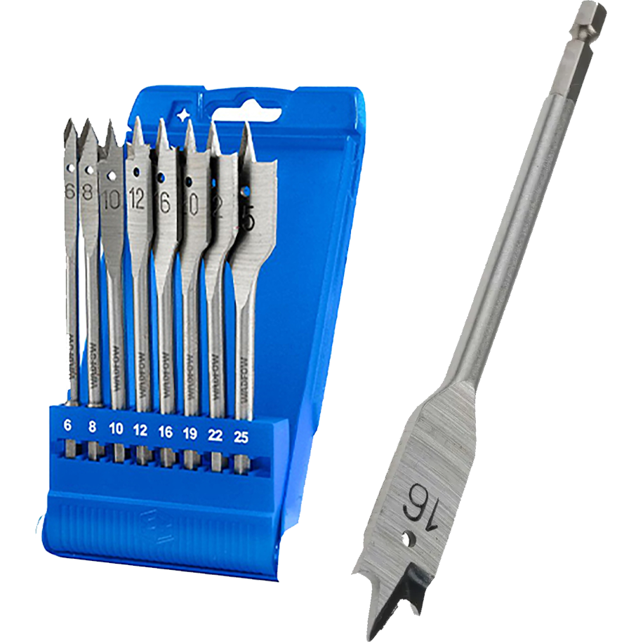 Wadfow WWF6B08 Flat Wood Drill Bit Set 8Pcs | Wadfow by KHM Megatools Corp.