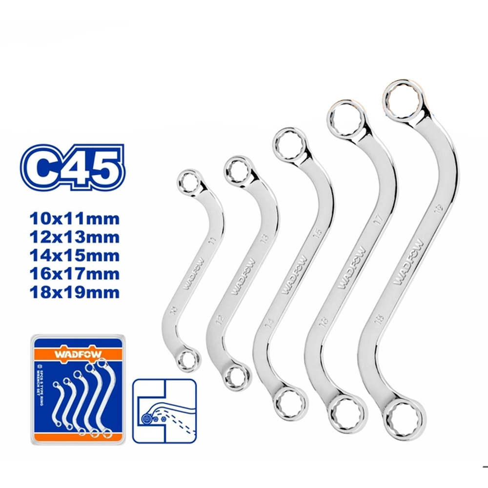 Wadfow WFR4405 S-Type Ring Wrench Set 5Pcs | Wadfow by KHM Megatools Corp.