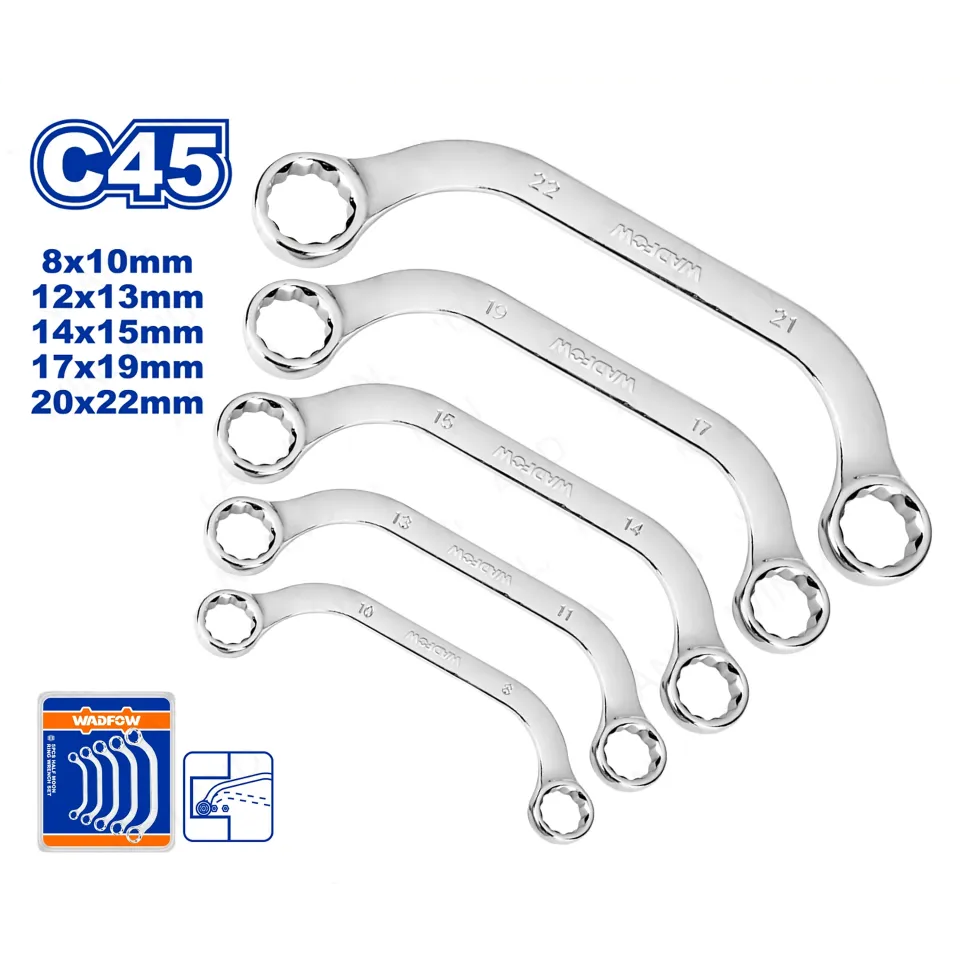 Wadfow WFR3405 Half Moon Ring Wrench Set 5Pcs | Wadfow by KHM Megatools Corp.