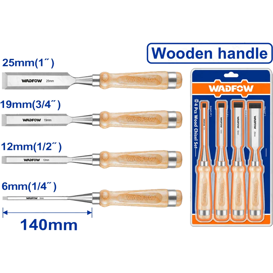 Wadfow WWC3214 Wood Chisel Set 4Pcs | Wadfow by KHM Megatools Corp.