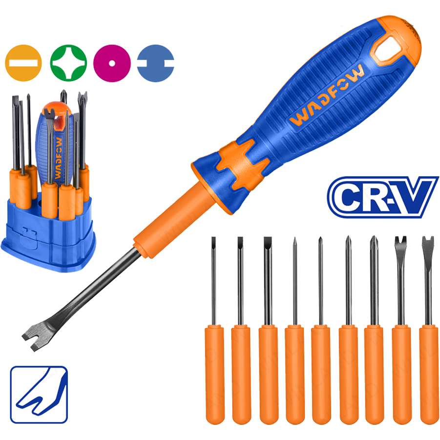 Wadfow WSS1B10 Interchangeable Screwdriver Set 10Pcs | Wadfow by KHM Megatools Corp.