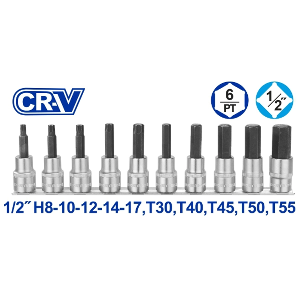 Wadfow WST1412 1/2' Bit Socket Set 10Pcs | Wadfow by KHM Megatools Corp.