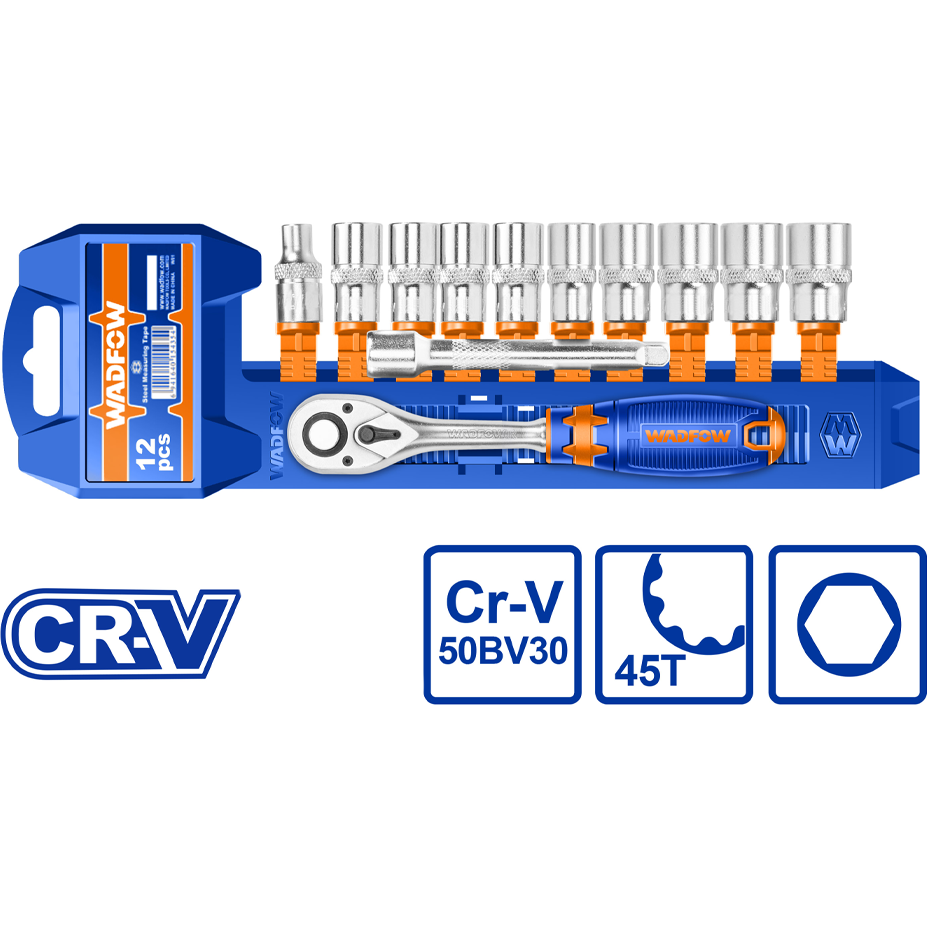 Wadfow WST3212 Socket Wrench 12Pcs Set 3/8