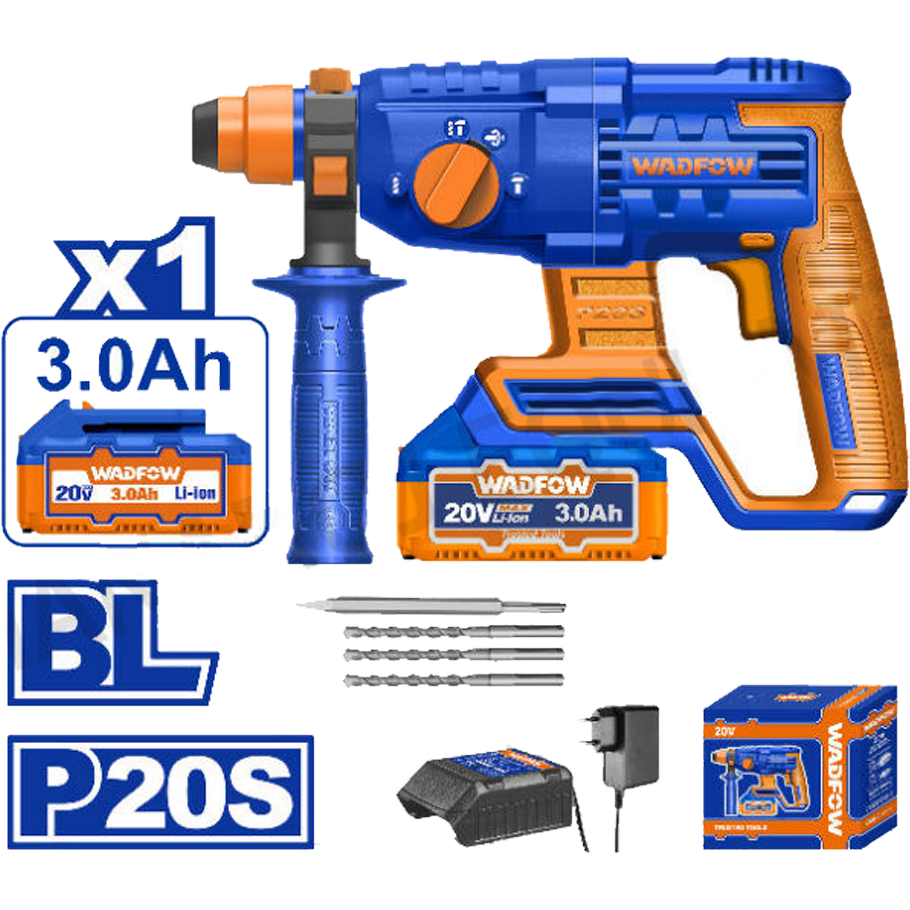 Wadfow WLM1522 Li-Ion Rotary Hammer 3.0AH 20V | Wadfow by KHM Megatools Corp.