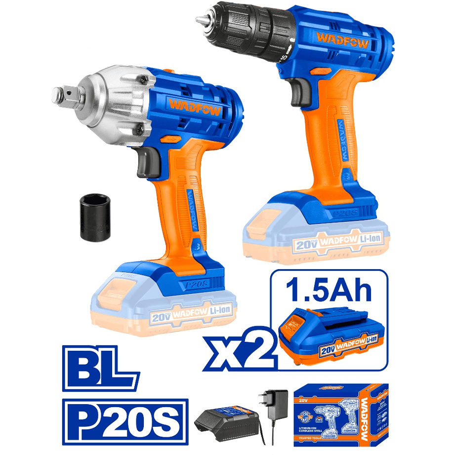 Wadfow WCK2017 Li-Ion Cordless 20V 2Pcs Combo Kit - KHM Megatools Corp.