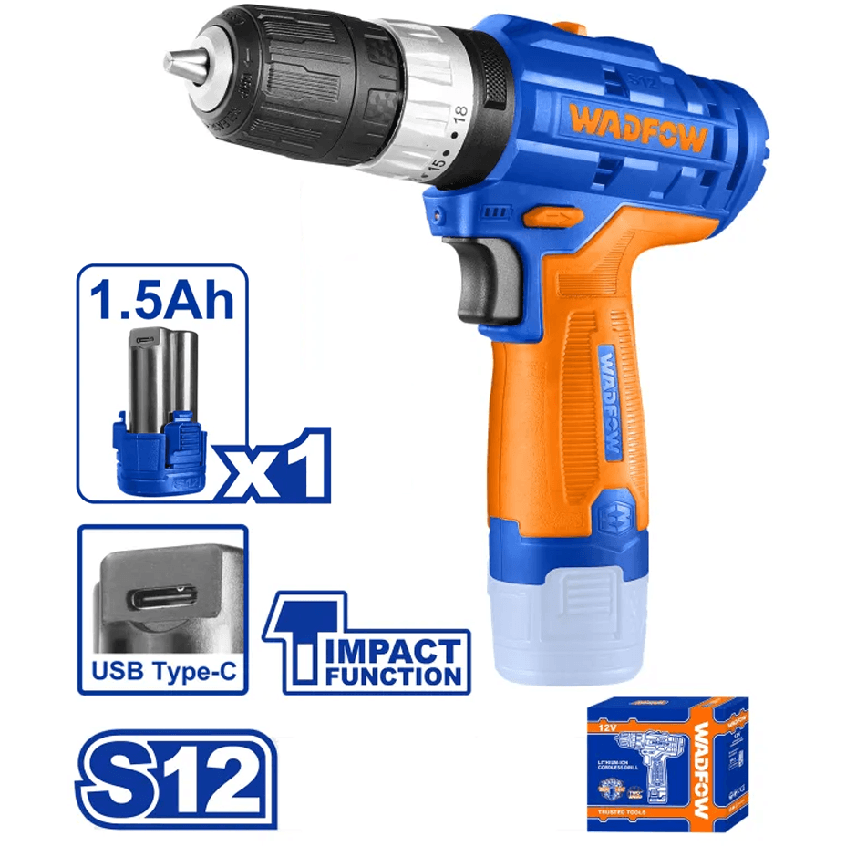 Wadfow WCDS540 Li-Ion Impact Drill 12V - KHM Megatools Corp.