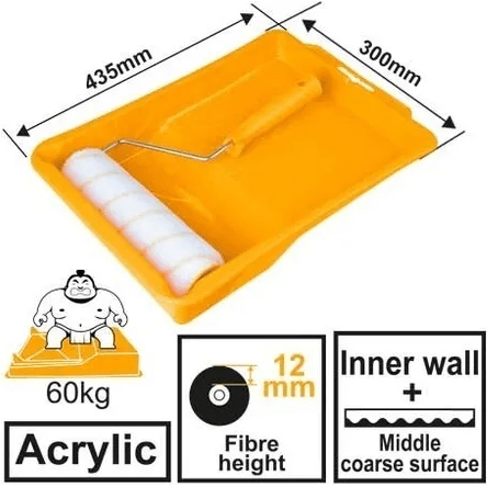 Ingco HKTCB032301 3 in 1 Cylinder Brush Paint Roller with Tray Set 9