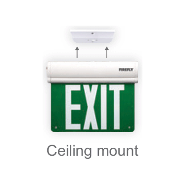 Firefly Double-Faced Exit Light with Wall/Ceiling Mount Option  3 x 1.2V 350mAh (3.6V) Ni-CD Battery | Firefly by KHM Megatools Corp.