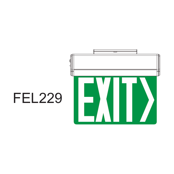Firefly Double-Faced Exit Light with Wall/Ceiling Mount Option  3 x 1.2V 350mAh (3.6V) Ni-CD Battery
