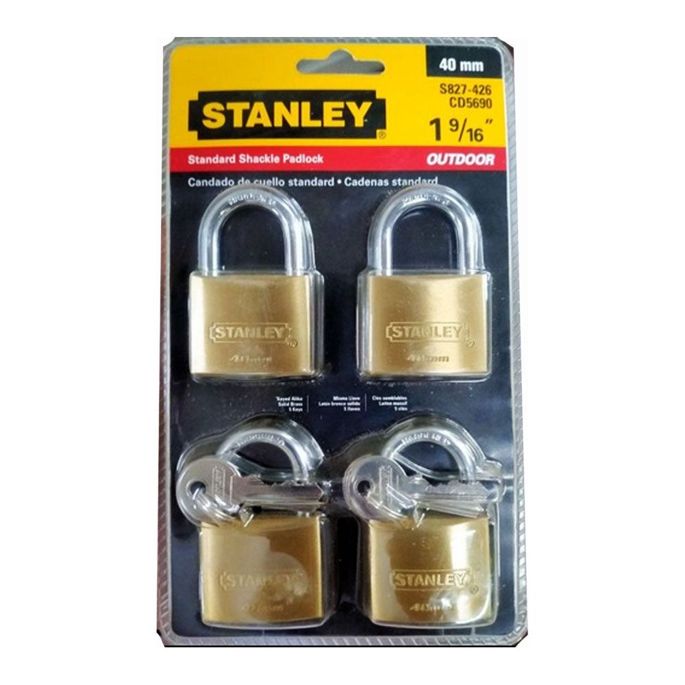 Stanley Padlock Short Shackle 4Pcs (5Pcs Same Key)