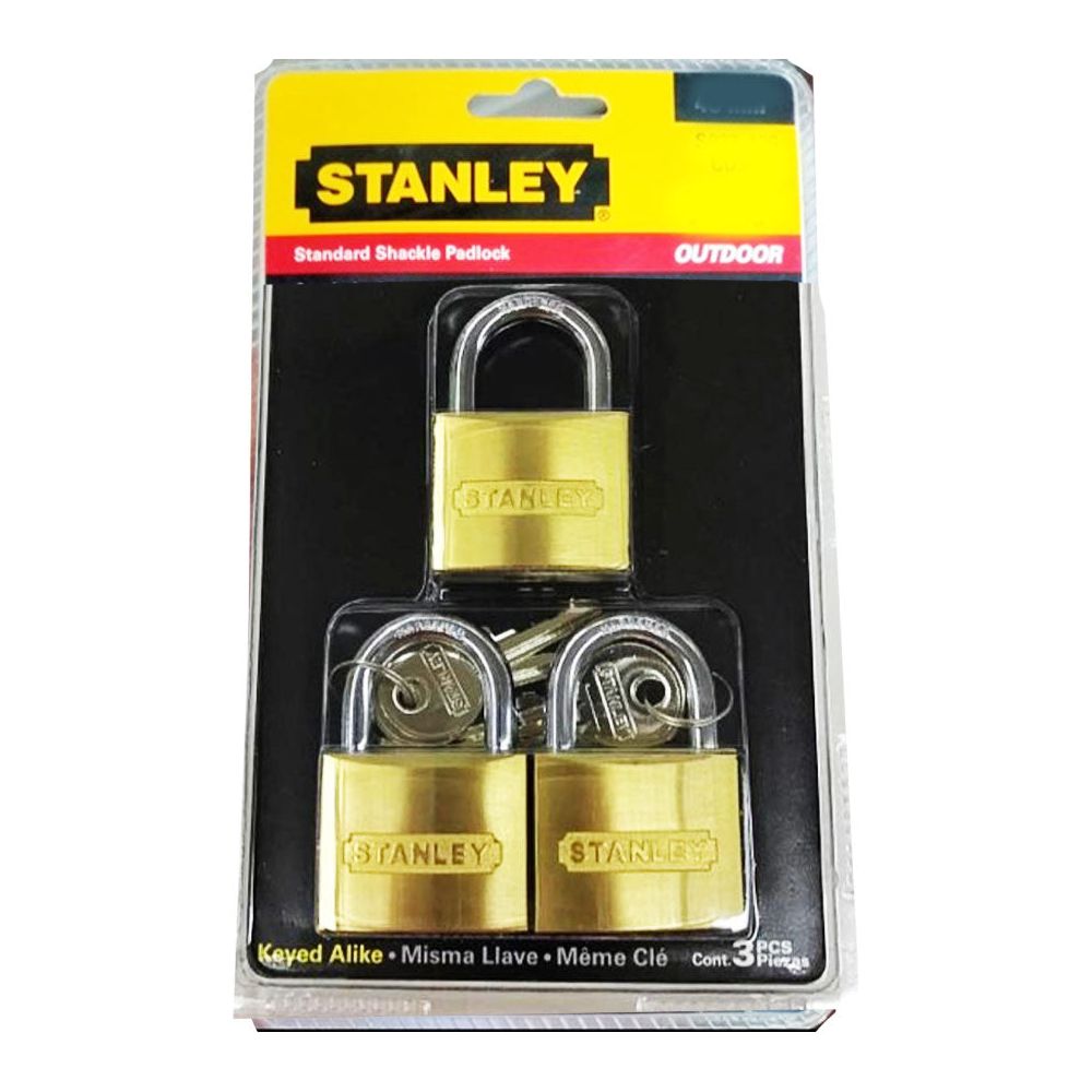 Stanley Padlock Short Shackle 3Pcs (4Pcs Same Key)