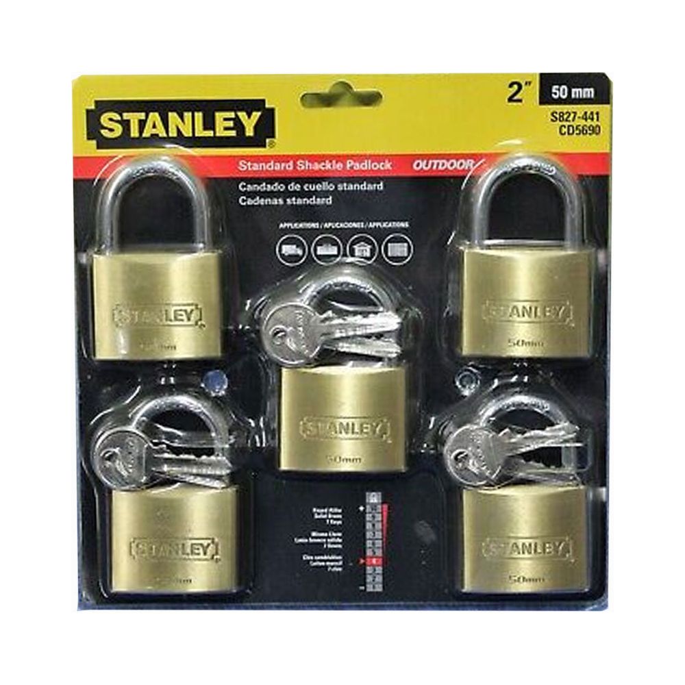 Stanley Padlock Short Shackle 5Pcs (7Pcs Same Key)