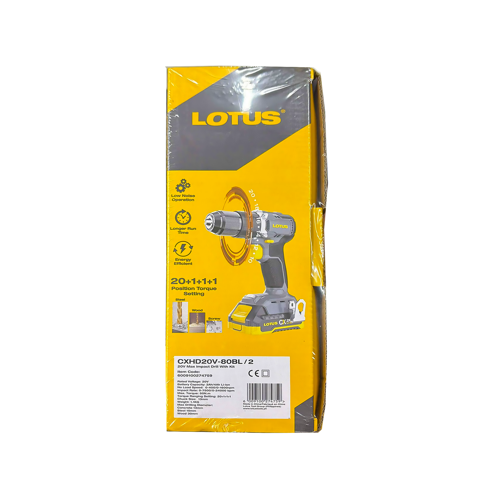 Lotus CXHD20V-80BL/2 Cordless Impact Drill w/ 24pcs Accessories Kit 20V