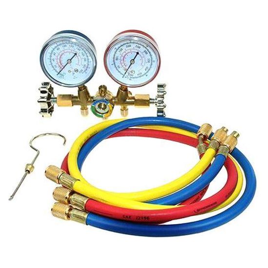 Asian First Brand CT-536G Brass Manifold Gauge For R-12 With Sight Glass & 36