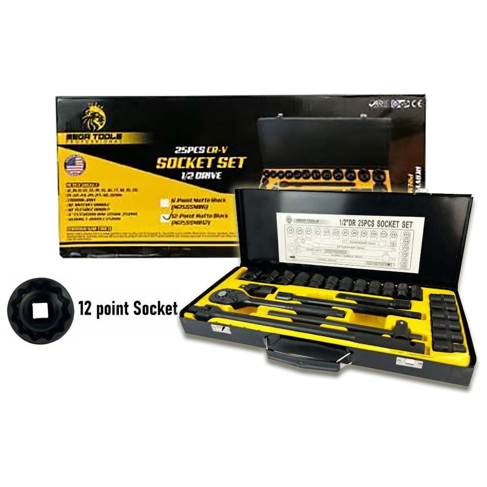 Megatools M25SSMB12 Socket Wrench Set 25pcs 1/2