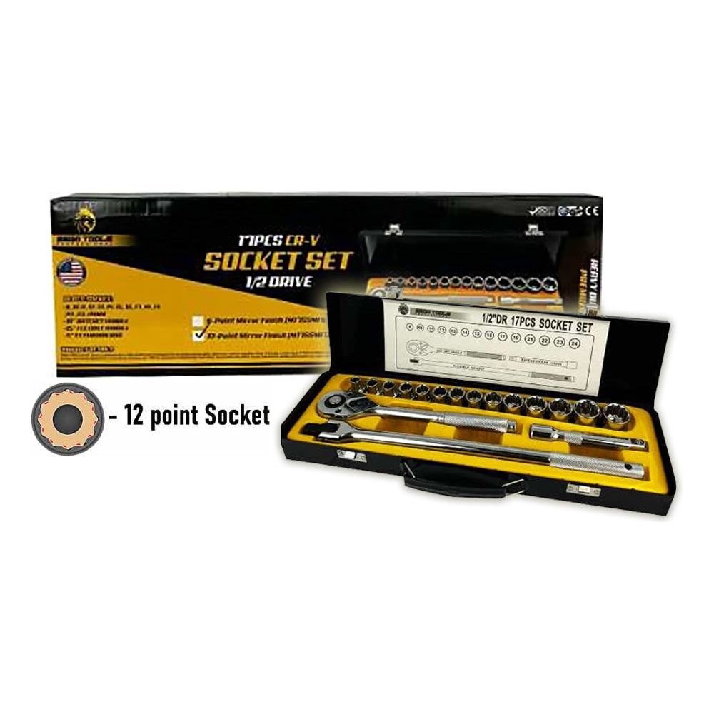 Megatools M17SSMF12 Socket Wrench Set 17pcs 1/2