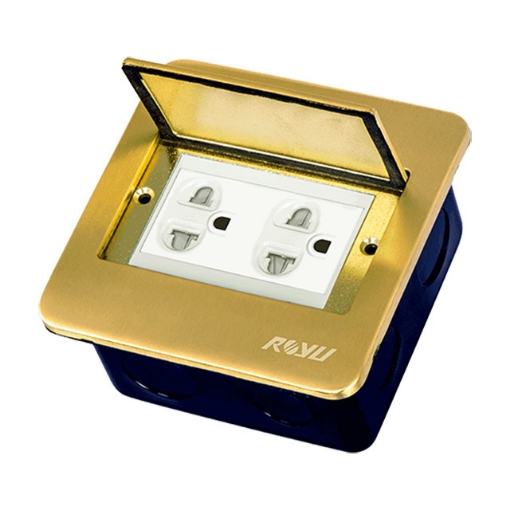 Royu RWF62 Square Floor Receptacle with Duplex Universal Outlet with Ground & Shutter (Wide) | Royu by KHM Megatools Corp.