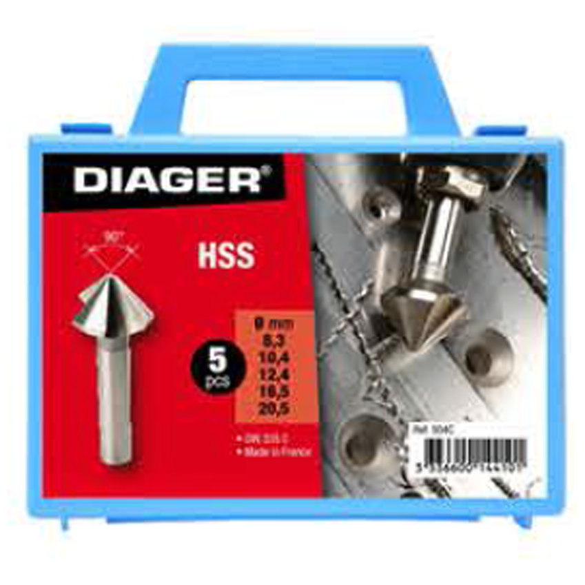 Diager 504C HSS Metal 90° Countersink Drill Bit Set 5Pcs