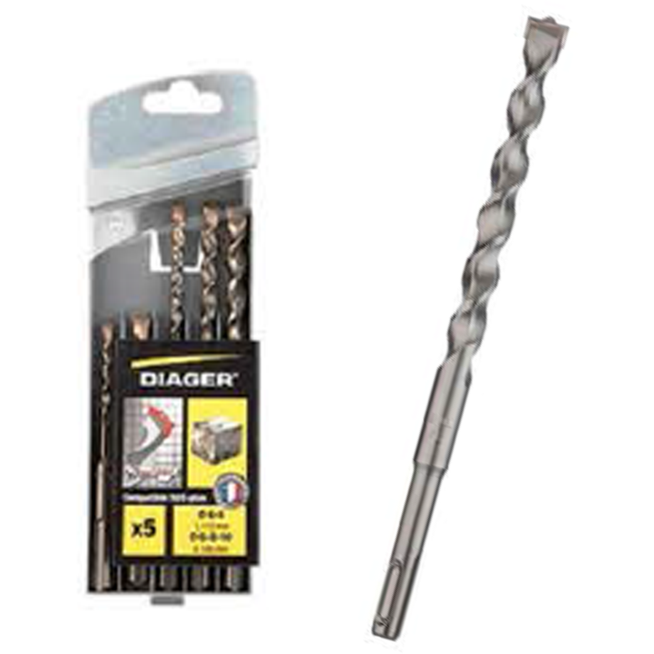 Diager 136C Masonry Twister SDS-Plus Drill Bit Set 5Pcs