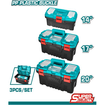 Total TPBXK0031 3 Pcs Plastic Tool Boxes Set - KHM Megatools Corp.