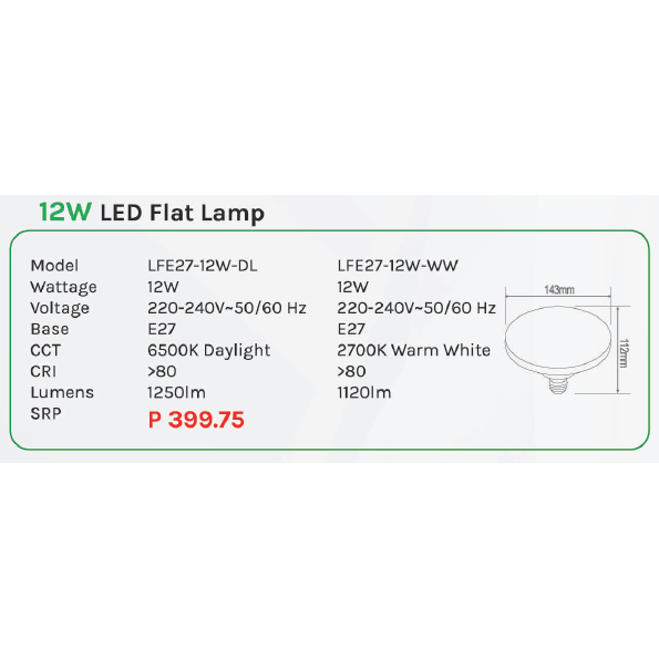 Omni 12W LED Flat Lamp Light - KHM Megatools Corp.