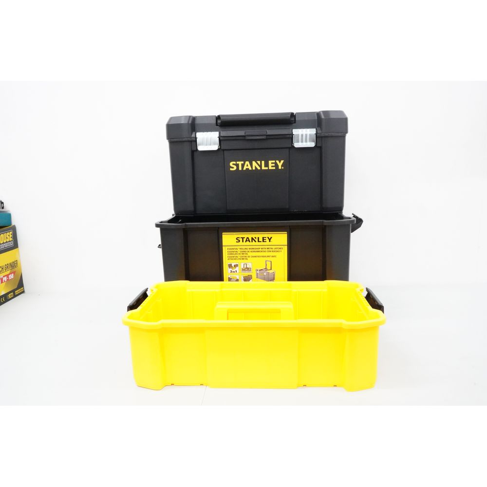 Stanley 80-151 Metal Latch Plastic Tool Box Set with Trolley / Rolling Workshop (Essential)