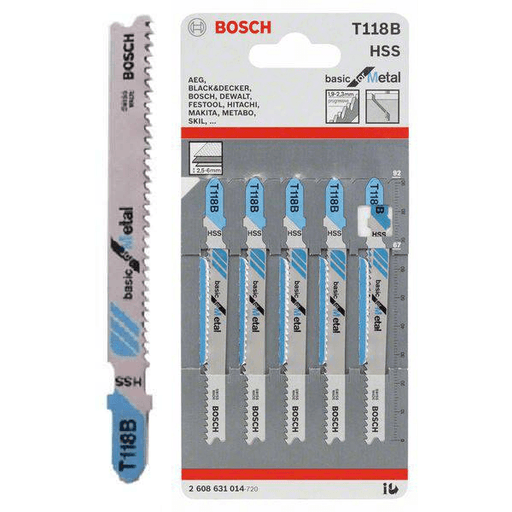 Bosch T118B Jigsaw Blade (Straight Cut 3-6mm) Basic for Metal [2608631014] - KHM Megatools Corp.