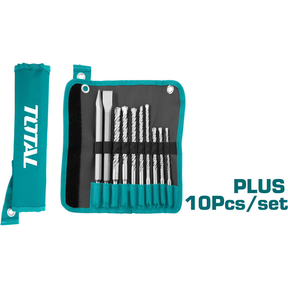 Total TACSD19101 10pcs SDS-plus Chisel and Drill Bits Set | Total by KHM Megatools Corp.