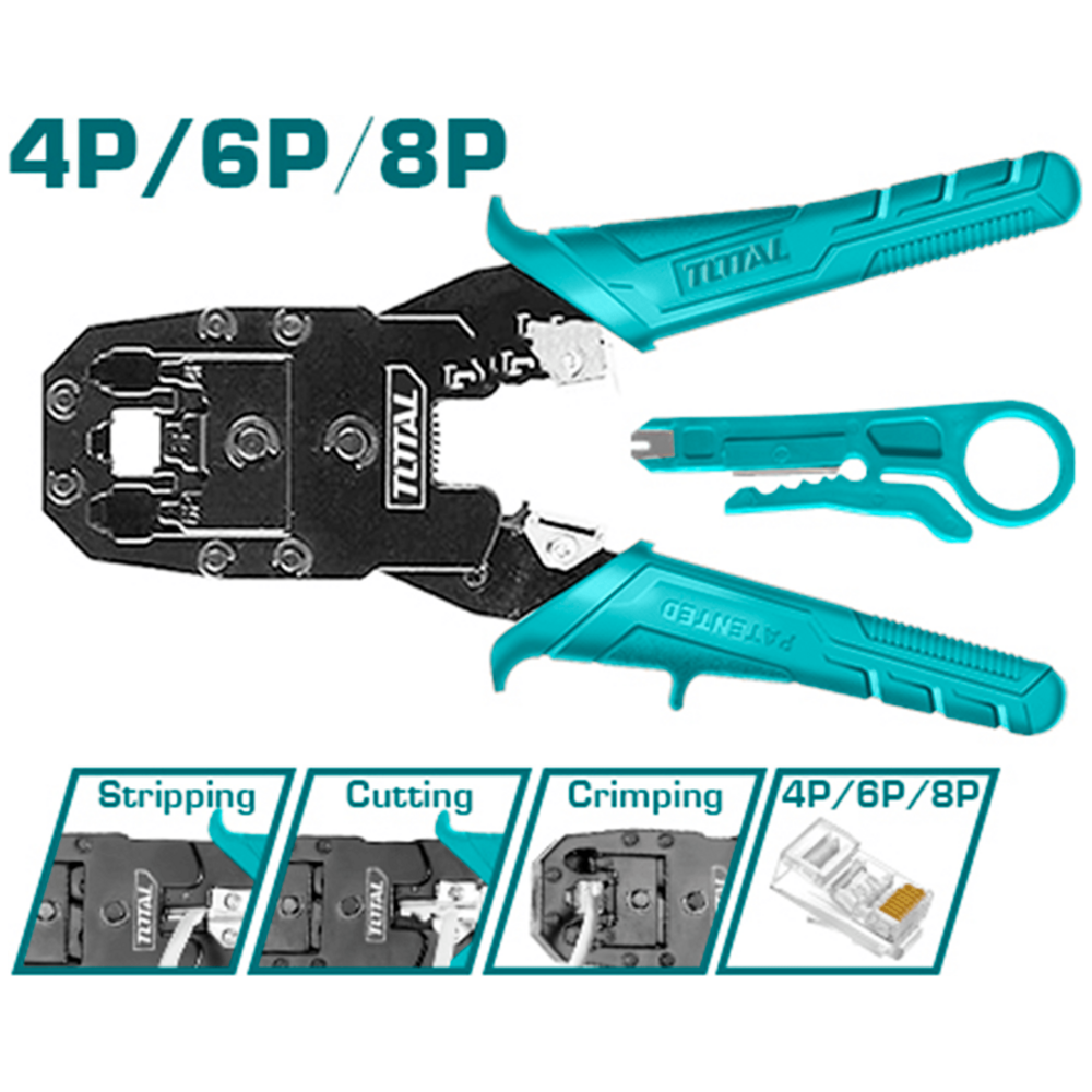 Total TMPC4468P Modular Plug Crimper Plier 8