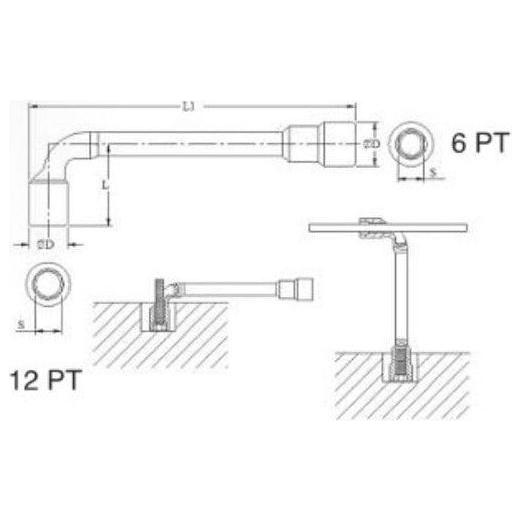 Hans 1477 L-Type Hollow & Deep Socket Wrench 12pt x 6pt (Forged Steel) - KHM Megatools Corp.