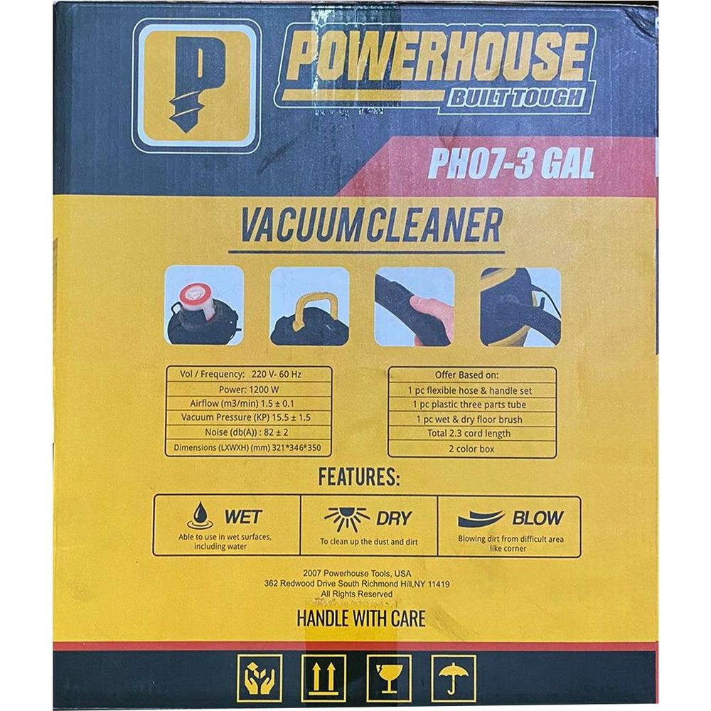 Powerhouse PH07-3 GAL Vacuum Cleaner 3Gallons | Powerhouse by KHM Megatools Corp.