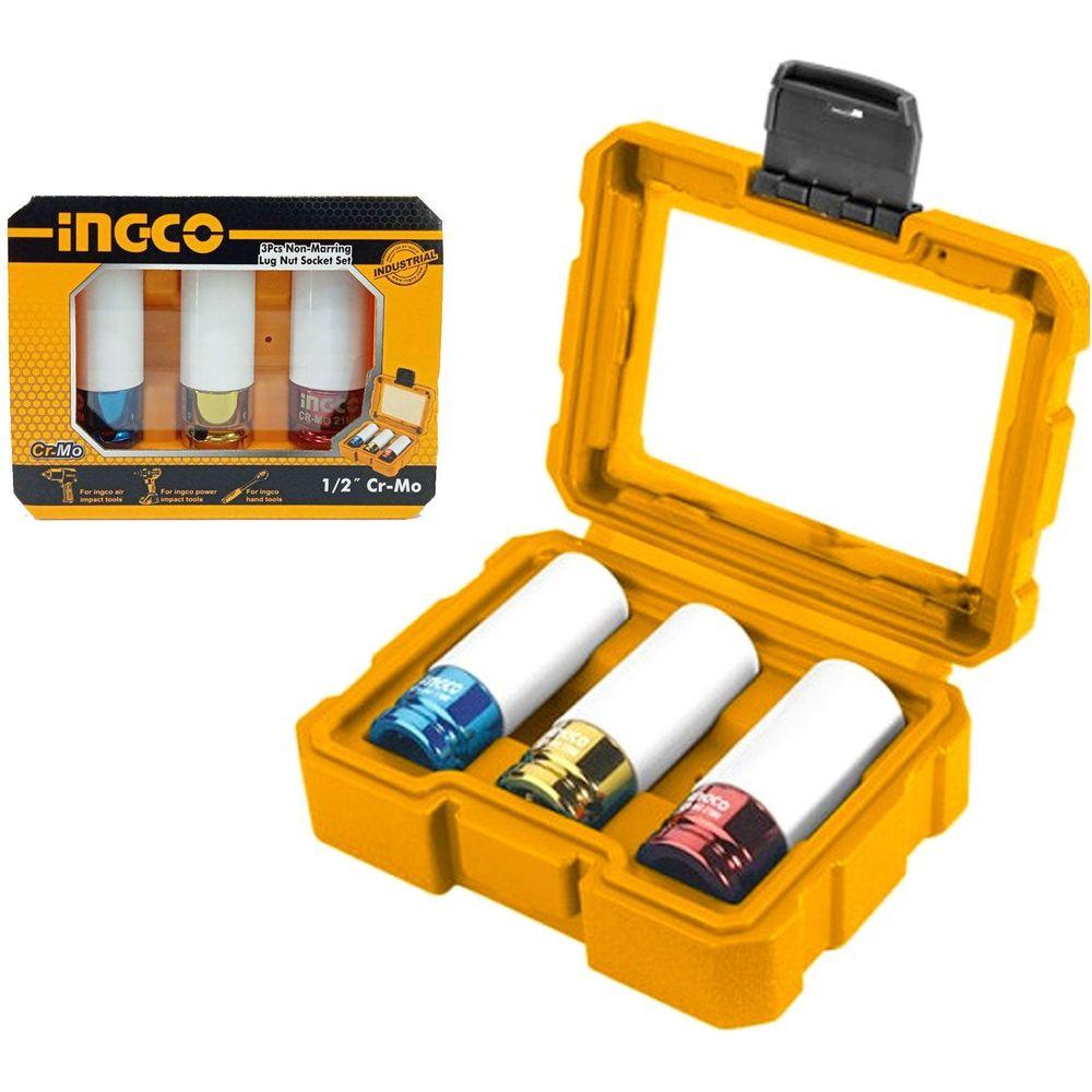 Ingco HNMLNS031 3pcs Non Marring Lug Nut Impact Socket Wrench Set 1/2