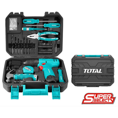 Total THKTHP10812 12V Cordless Drill + Hand Tools Set (81 pcs Household Tool Set) | Total by KHM Megatools Corp.
