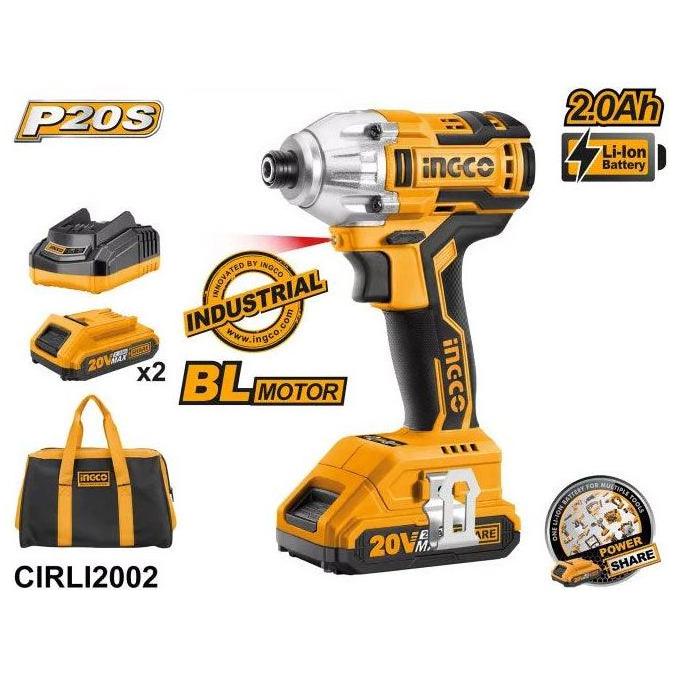 Ingco CIRLI2002 20V Cordless Li-Ion Impact Driver 20V BL Motor - KHM Megatools Corp.